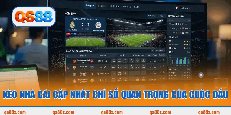 Kèo nhà cái cập nhật chỉ số quan trọng của cuộc đấu